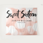 モダン ローズゴールド グリッター ライト スイート16 背景 タペストリー (正面(横))