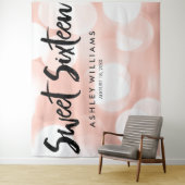 モダン ローズゴールド グリッター ライト スイート16 背景 タペストリー (インサイチュ)