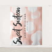 モダン ローズゴールド グリッター ライト スイート16 背景 タペストリー (正面)