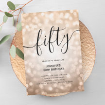 モダン ローズゴールド グリッター ライト 50歳の誕生日