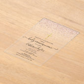 モダン ローズゴールド グリッター 初めての聖体拝領 アクリル招待状 (レイダウン)