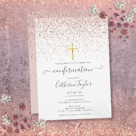 モダン ローズゴールド グリッター 確認 招待状