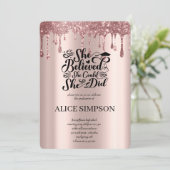 モダン ローズゴールド シック ミニマル フォト 卒業 招待状 (スタンド正面)