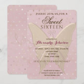 モダン ローズゴールド スイート16 誕生日 招待状 (正面/裏面)