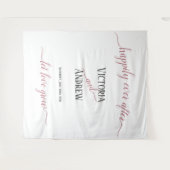 モダン ローズゴールド スクリプト ミニマル ウェディング タペストリー (正面(横))