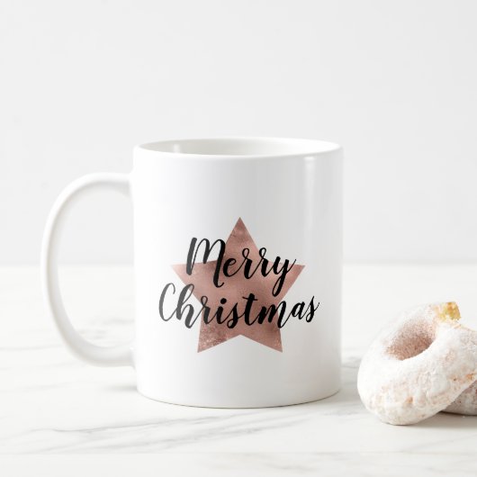 モダン ローズゴールド スター クリスマス コーヒーマグカップ (ドーナツ)