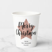 モダン ローズゴールド スター クリスマス 紙コップ (裏面)