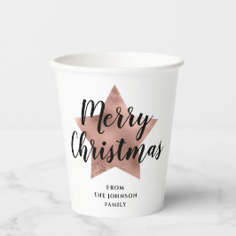 モダン ローズゴールド スター クリスマス 紙コップ