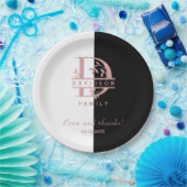 モダン ローズゴールド スプリット カスタム モノグラム A, B, C, D ペーパープレート (パーティー)