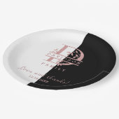 モダン ローズゴールド スプリット カスタム モノグラム A, B, C, D ペーパープレート (アングル)