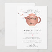 モダン ローズゴールド ハーツ オーキッド フラワーブライダル ティーパーティー 招待状 (正面/裏面)