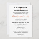 モダン ローズゴールド フォト 挙式後お披露目 招待状 (裏面)