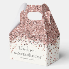 モダン ローズゴールド ブラッシュ フラワー 誕生日 フェイバーボックス
