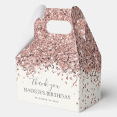 モダン ローズゴールド ブラッシュ フローラル バースデー フェイバーボックス (正面)