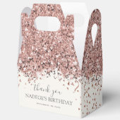 モダン ローズゴールド ブラッシュ フローラル バースデー フェイバーボックス (見開き)