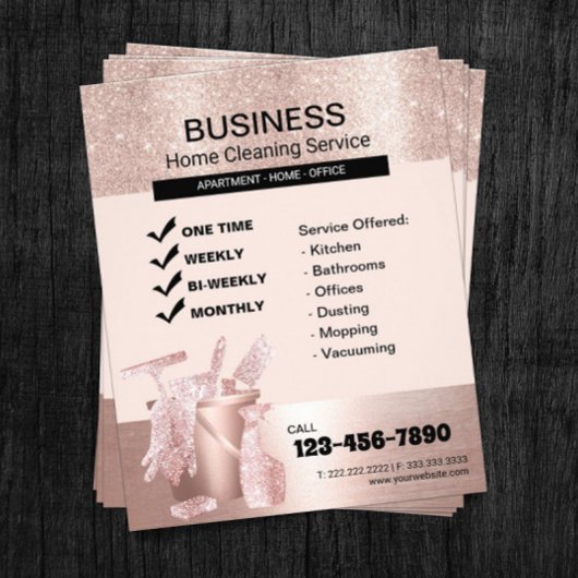 モダン ローズゴールド ホーム クリーニング ハウスキーピング チラシ