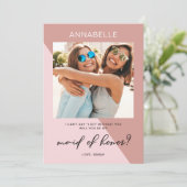 モダン ローズゴールド メイドオブオナー プロポーズ 招待状 (スタンド正面)