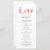 モダン ローズゴールド ラブ ウェディング プログラム (正面/裏面)