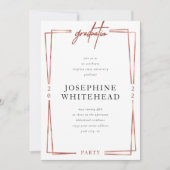 モダン ローズゴールド 卒業パーティー 招待状 (正面)