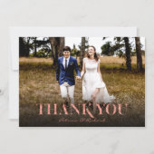 モダン ローズゴールド 結婚式 御礼 写真カード カード (正面)