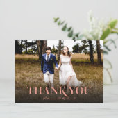 モダン ローズゴールド 結婚式 御礼 写真カード カード (スタンド正面)