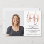 モダン ローズゴールド 40歳 誕生日 フォト 招待状 (正面)