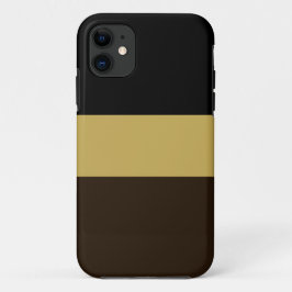 モダン ワイド ブラック ココア ゴールデン ブラウン ストライプ iPhone 11 ケース