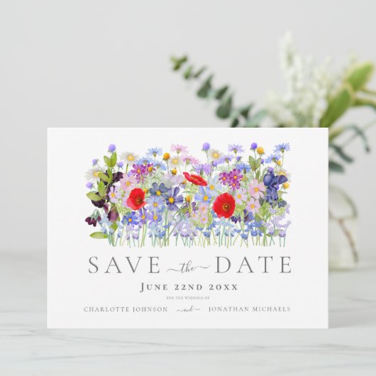モダン ワイルドフラワー ウェディング セーブザデート (スタンド正面)