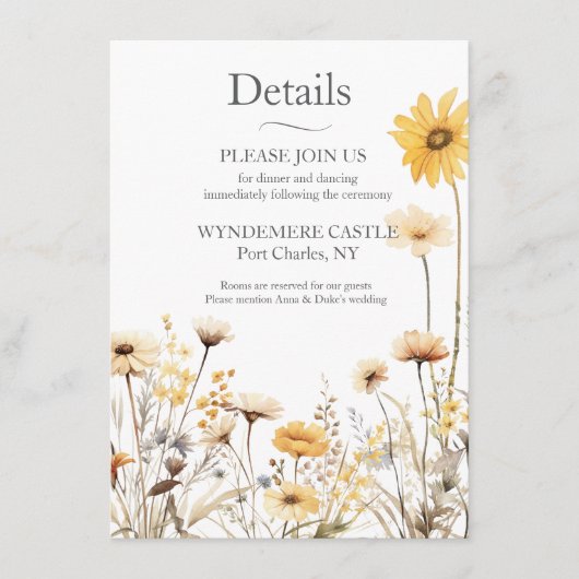 モダン ワイルドフラワー エンクロージャーカード (正面)