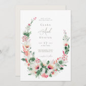 モダン ワイルドフラワー ピンク ウェディング 招待状 (正面/裏面)