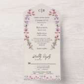 モダン ワイルドフラワー ベージュ エントランス 選択 RSVP ウェディング オールインワン招待状 (内側)