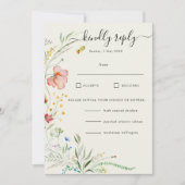 モダン ワイルドフラワー ミニマル エレガント ウェディング 招待状 (正面)