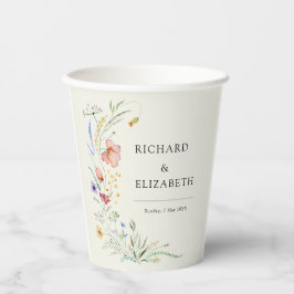 モダン ワイルドフラワー ミニマル エレガント ウェディング 紙コップ