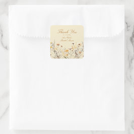 モダン ワイルドフラワー ラブ イズ イン ブルーム サンクス スクエアシール