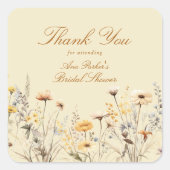 モダン ワイルドフラワー ラブ イズ イン ブルーム サンクス スクエアシール (正面)