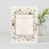 モダン ワイルドフラワー 追悼 記念 命の祝い 招待状 (スタンド正面)