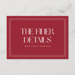 モダン ワインレッド "The Finer Details" ウェディング エンクロージャーカード