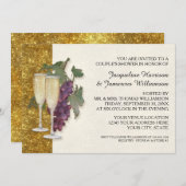 モダン ワイン シャンパングラス テーマ リハーサル ディナー 招待状 (正面/裏面)