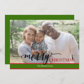 モダン ワン フォト メリークリスマス カリグラフィー カード (正面/裏面)