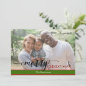 モダン ワン フォト メリークリスマス カリグラフィー カード (スタンド正面)