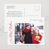 モダン ワン PHOTO クリスマス ホリデー グリーティング ポストカード (正面/裏面)