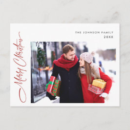 モダン ワン PHOTO クリスマス ホリデー グリーティング ポストカード