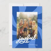 モダン ワヴィー レトロ グルーヴィー カラフル フォト コバルトブルー シーズンカード (正面)