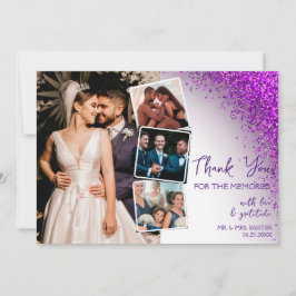 モダン ヴァイオレット マジェンタ パープル QR コード レトロ グリッター サンキューカード