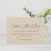 モダン ヴァニラ タイポグラフィー Save the Date カード (スタンド正面)