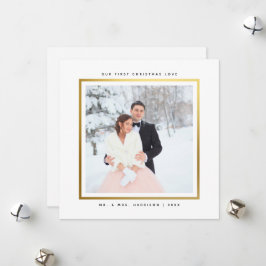 モダン ヴィンテージゴールド ファーストクリスマス Mr. and Mrs. フラット シーズンカード