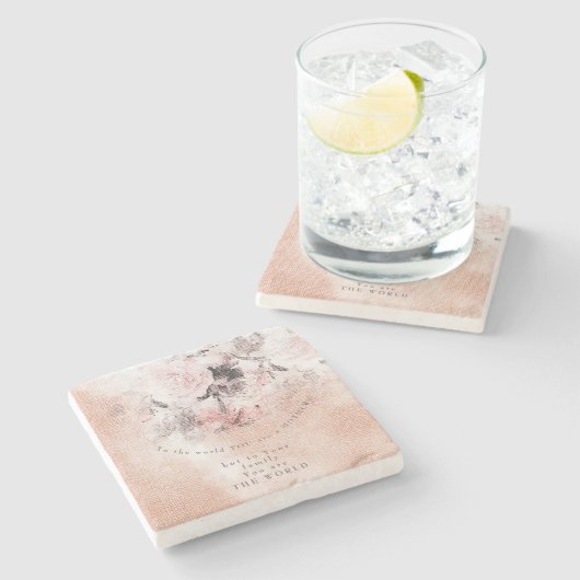 モダン-ヴィンテージ赤面フローラマザーズデイストーンCo ストーンコースター (横)