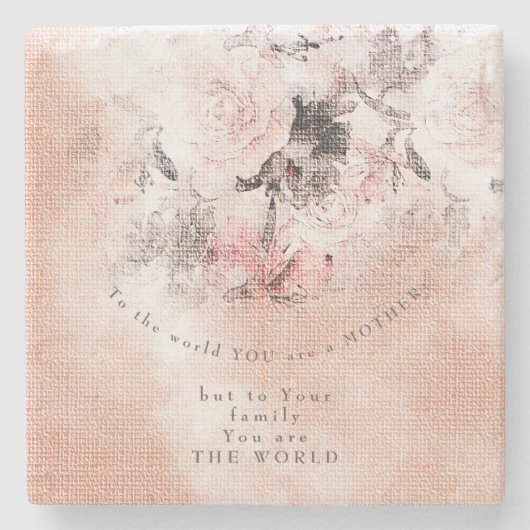 モダン-ヴィンテージ赤面フローラマザーズデイストーンCo ストーンコースター (正面)