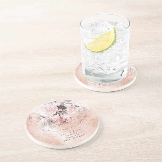 モダン-ヴィンテージ赤面フローラ母の日 コースター (側面)