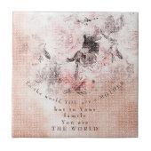 モダン-ヴィンテージ赤面フローラ母の日 タイル (正面)